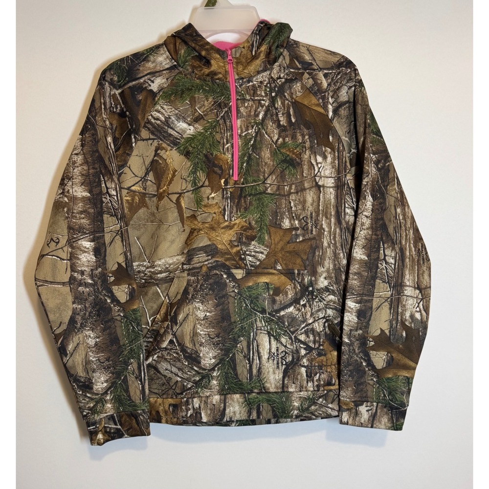 Gander Mountain Guide Series Realtree Camo Pink 1/4 Zip Hoodie Womens Medium
